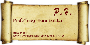 Prónay Henrietta névjegykártya