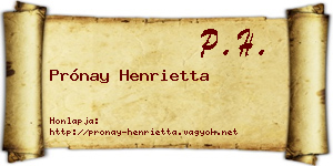 Prónay Henrietta névjegykártya